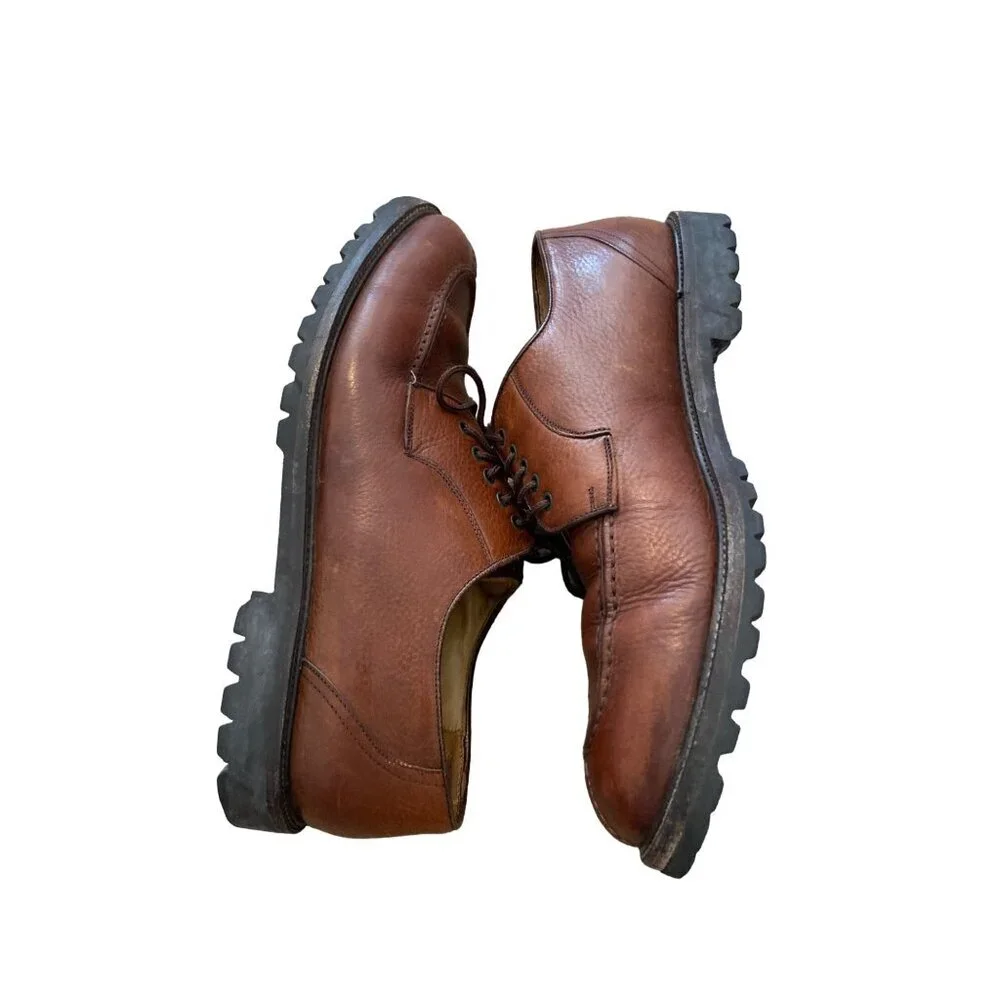 EVERGREEN FOOTWEAR MEN'S BROWN LEATHER DERBY LACE-UP SHOES SZ 10.5 - Picture 7 of 8